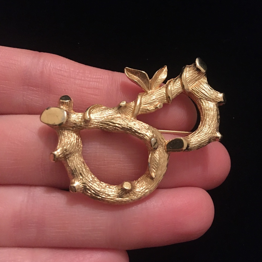 Vintage Gold Tone Tree Branch Brooch Pin Fashion Jewelry